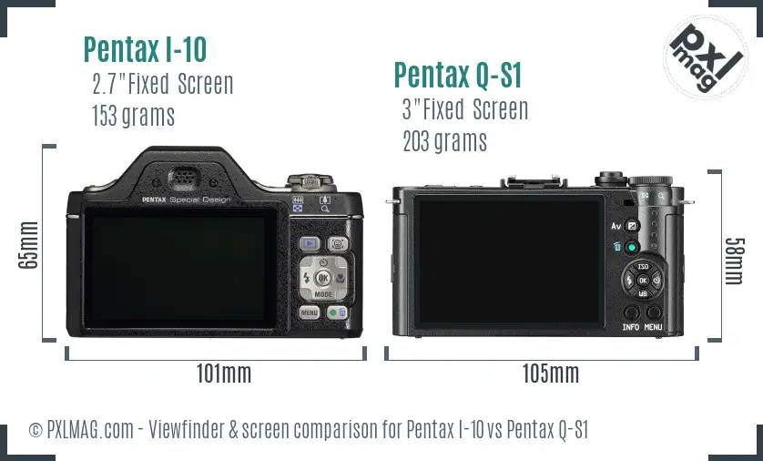 Pentax I-10 vs Pentax Q-S1 Screen and Viewfinder comparison
