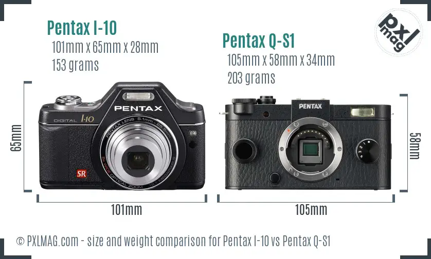 Pentax I-10 vs Pentax Q-S1 size comparison