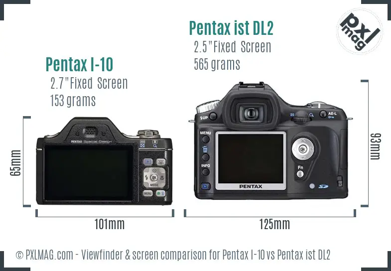 Pentax I-10 vs Pentax ist DL2 Screen and Viewfinder comparison