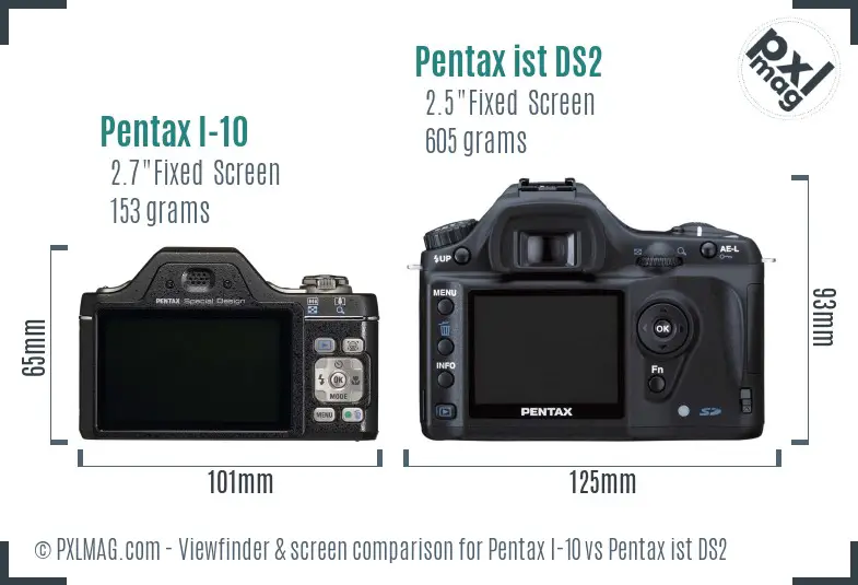 Pentax I-10 vs Pentax ist DS2 Screen and Viewfinder comparison