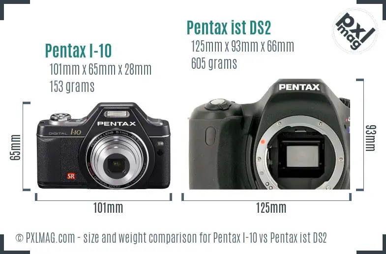 Pentax I-10 vs Pentax ist DS2 size comparison