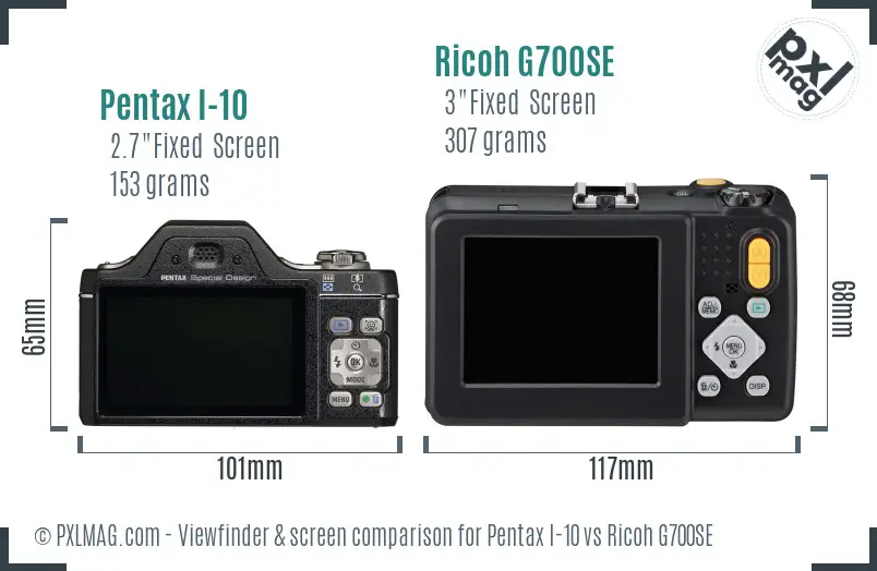 Pentax I-10 vs Ricoh G700SE Screen and Viewfinder comparison