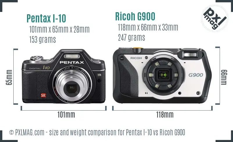 Pentax I-10 vs Ricoh G900 size comparison
