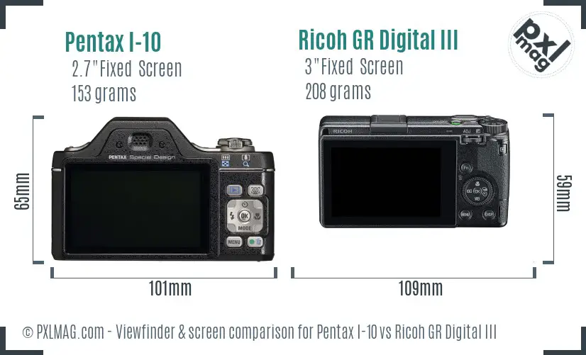 Pentax I-10 vs Ricoh GR Digital III Screen and Viewfinder comparison Pentax I-10 vs Ricoh GR Digital III Screen and Viewfinder comparison