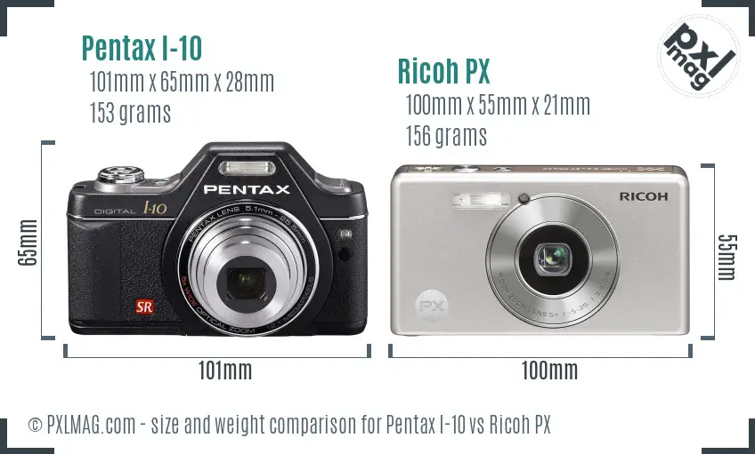 Pentax I-10 vs Ricoh PX size comparison Pentax I-10 vs Ricoh PX size comparison