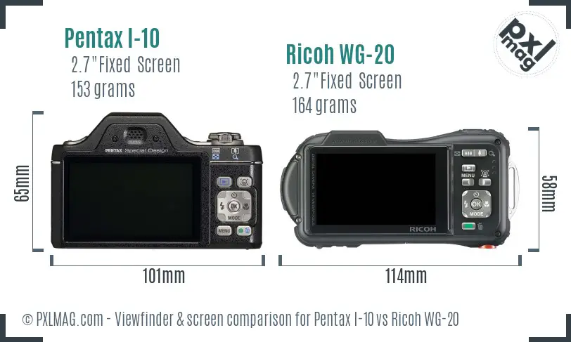 Pentax I-10 vs Ricoh WG-20 Screen and Viewfinder comparison Pentax I-10 vs Ricoh WG-20 Screen and Viewfinder comparison