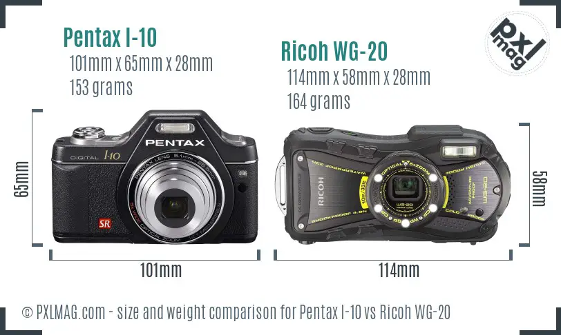 Pentax I-10 vs Ricoh WG-20 size comparison Pentax I-10 vs Ricoh WG-20 size comparison