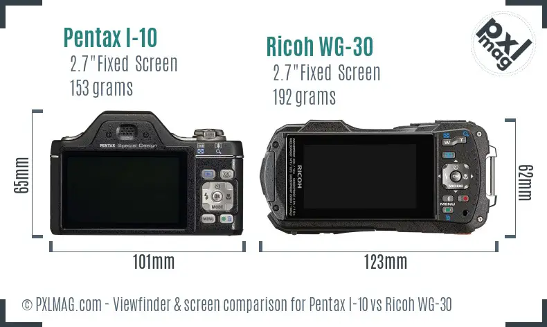 Pentax I-10 vs Ricoh WG-30 Screen and Viewfinder comparison