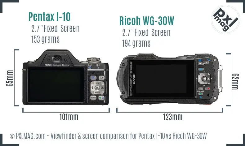 Pentax I-10 vs Ricoh WG-30W Screen and Viewfinder comparison