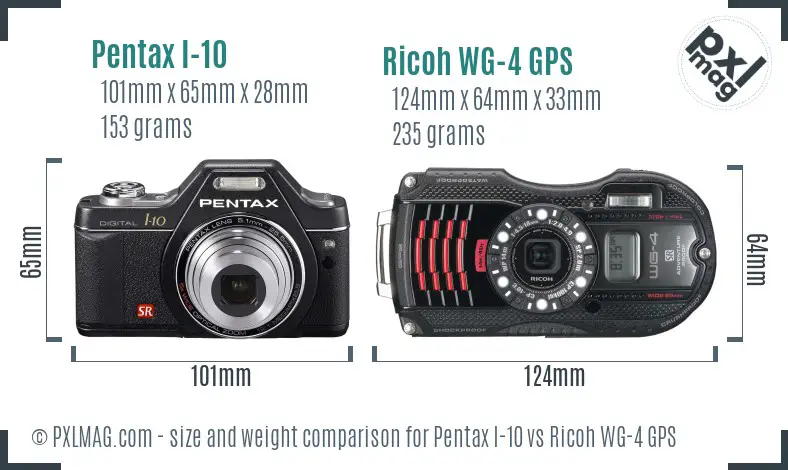 Pentax I-10 vs Ricoh WG-4 GPS size comparison Pentax I-10 vs Ricoh WG-4 GPS size comparison