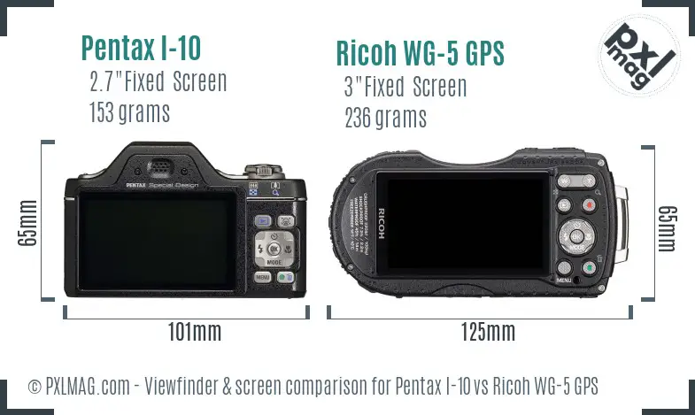 Pentax I-10 vs Ricoh WG-5 GPS Screen and Viewfinder comparison