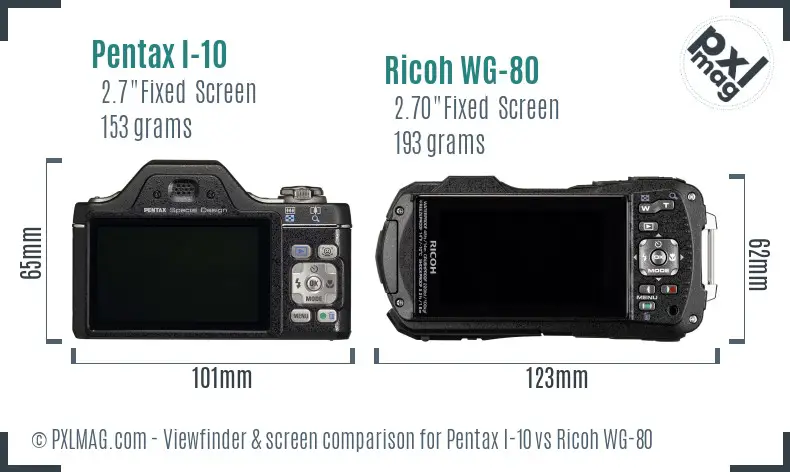 Pentax I-10 vs Ricoh WG-80 Screen and Viewfinder comparison