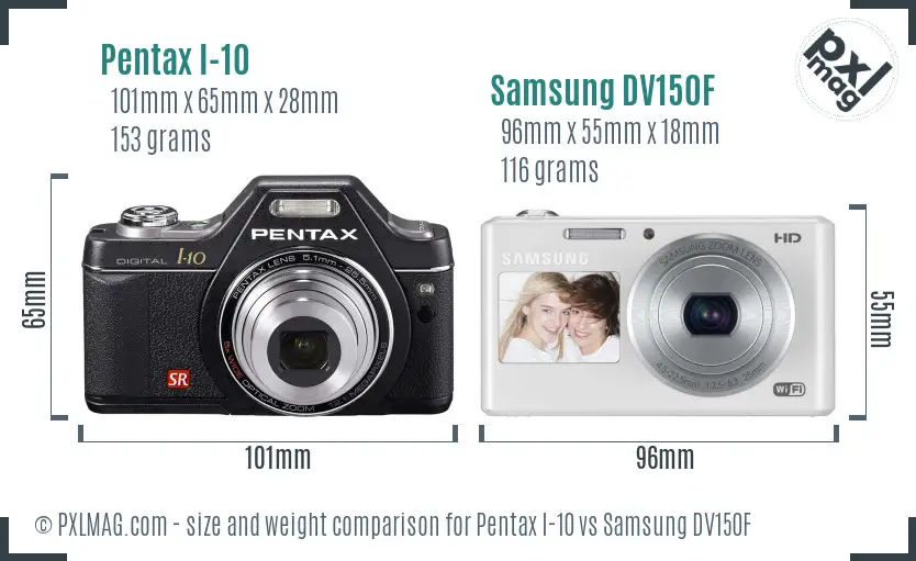 Pentax I-10 vs Samsung DV150F size comparison Pentax I-10 vs Samsung DV150F size comparison