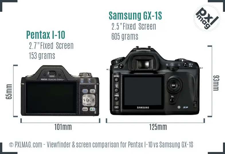 Pentax I-10 vs Samsung GX-1S Screen and Viewfinder comparison