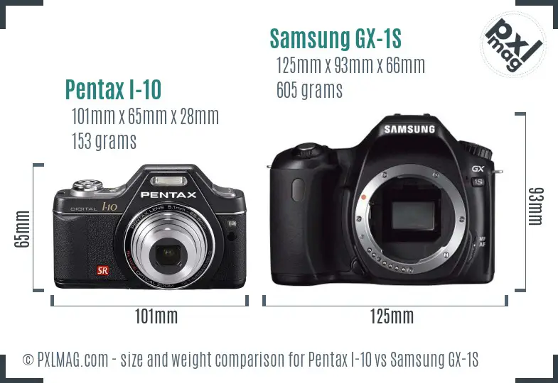 Pentax I-10 vs Samsung GX-1S size comparison