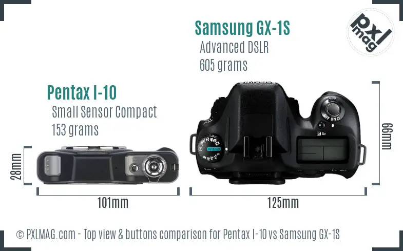 Pentax I-10 vs Samsung GX-1S top view buttons comparison