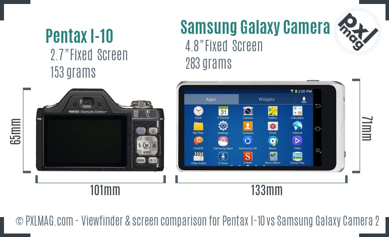 Pentax I-10 vs Samsung Galaxy Camera 2 Screen and Viewfinder comparison