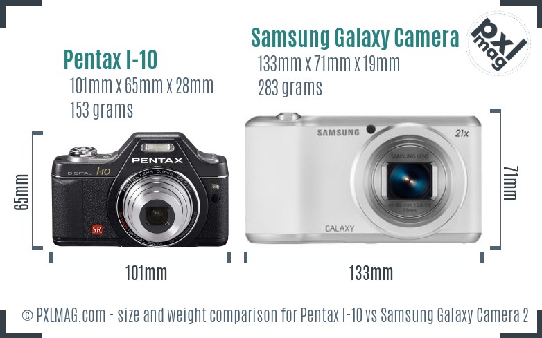 Pentax I-10 vs Samsung Galaxy Camera 2 size comparison Pentax I-10 vs Samsung Galaxy Camera 2 size comparison