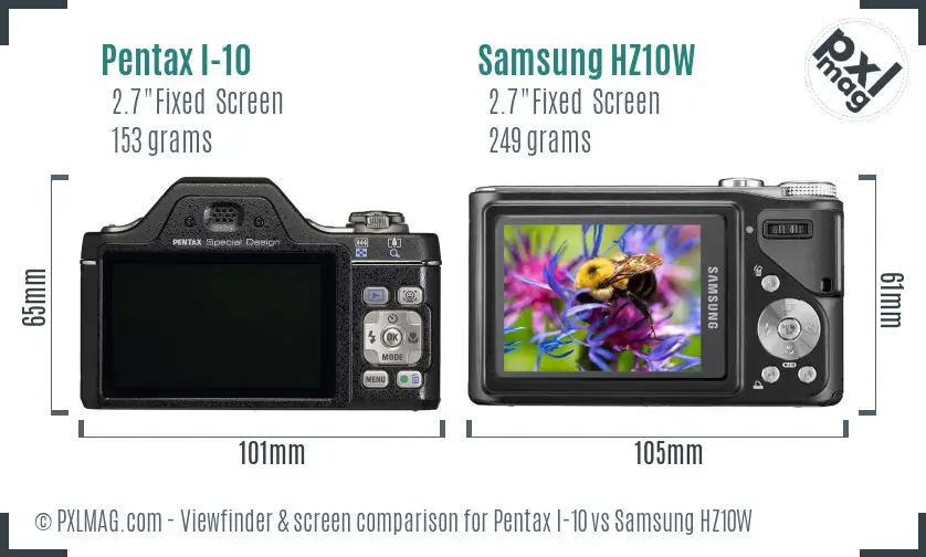 Pentax I-10 vs Samsung HZ10W Screen and Viewfinder comparison Pentax I-10 vs Samsung HZ10W Screen and Viewfinder comparison