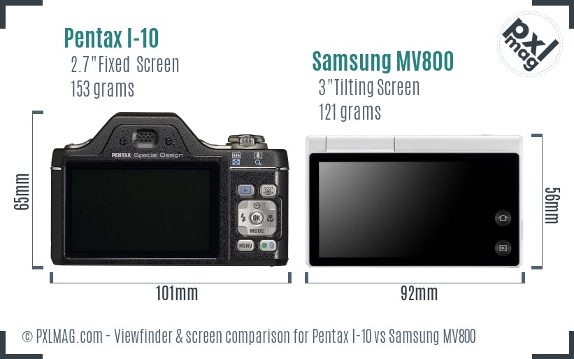 Pentax I-10 vs Samsung MV800 Screen and Viewfinder comparison