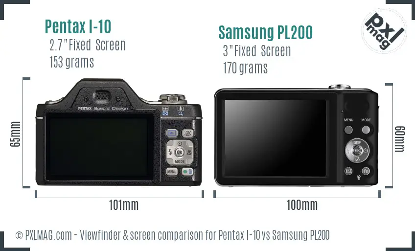 Pentax I-10 vs Samsung PL200 Screen and Viewfinder comparison Pentax I-10 vs Samsung PL200 Screen and Viewfinder comparison