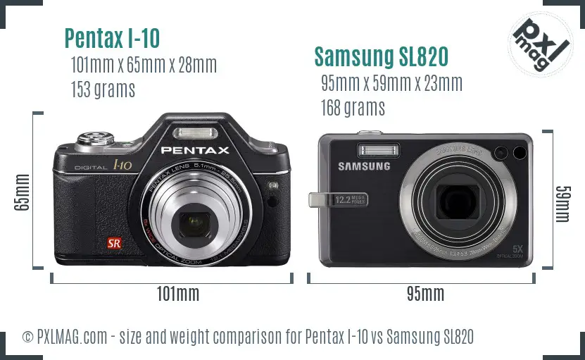Pentax I-10 vs Samsung SL820 size comparison