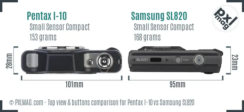 Pentax I-10 vs Samsung SL820 top view buttons comparison