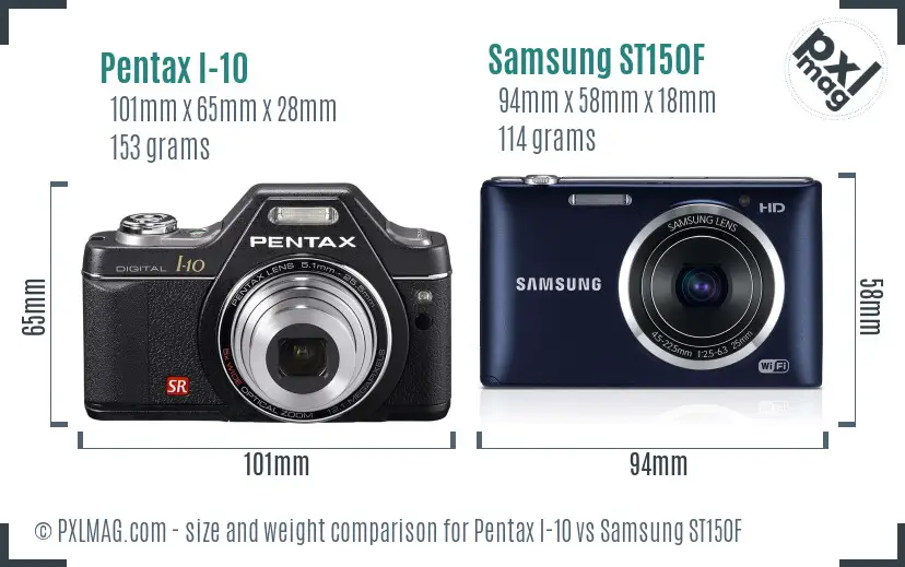 Pentax I-10 vs Samsung ST150F size comparison