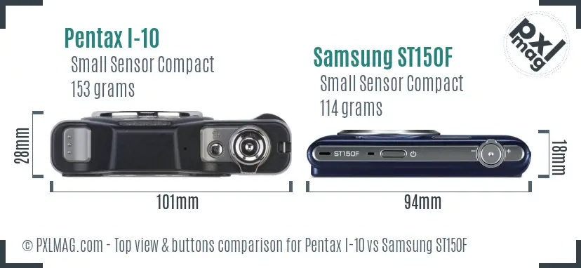 Pentax I-10 vs Samsung ST150F top view buttons comparison