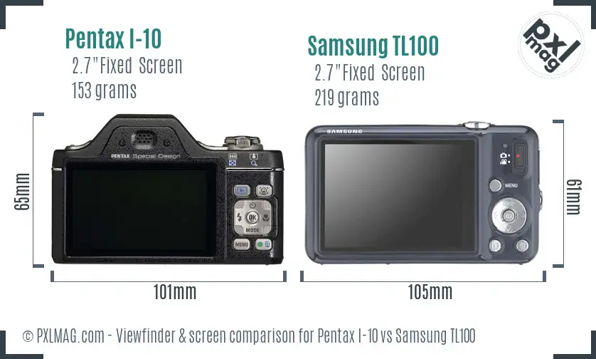 Pentax I-10 vs Samsung TL100 Screen and Viewfinder comparison