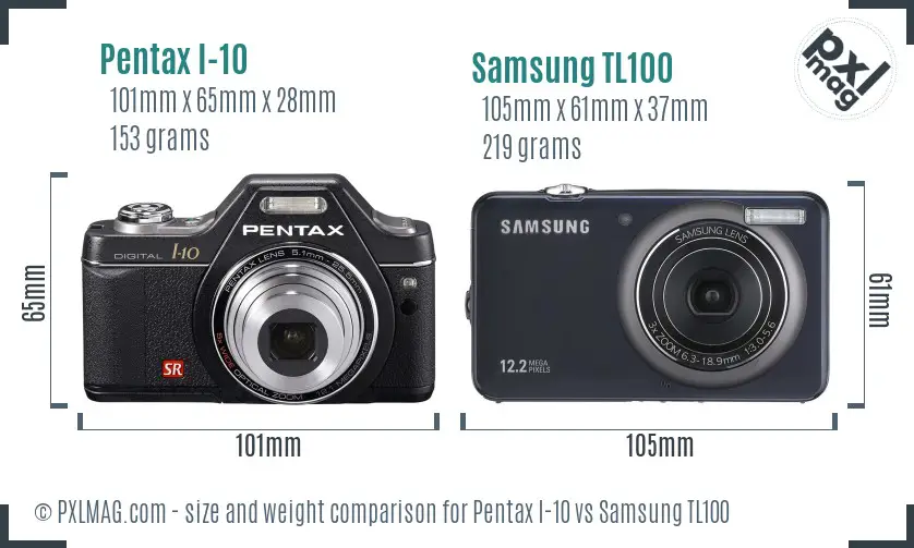 Pentax I-10 vs Samsung TL100 size comparison