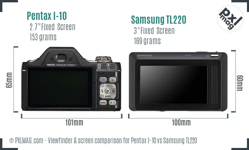 Pentax I-10 vs Samsung TL220 Screen and Viewfinder comparison