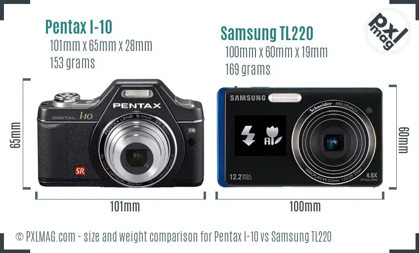 Pentax I-10 vs Samsung TL220 size comparison
