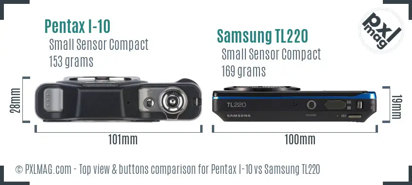 Pentax I-10 vs Samsung TL220 top view buttons comparison