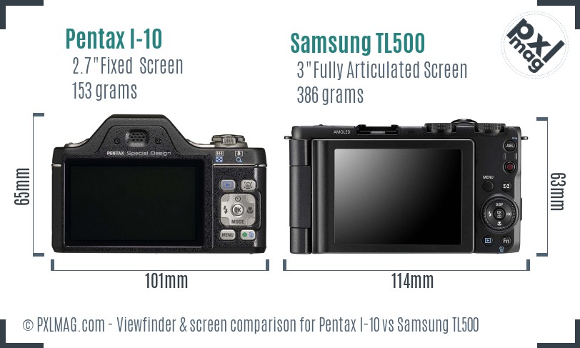 Pentax I-10 vs Samsung TL500 Screen and Viewfinder comparison