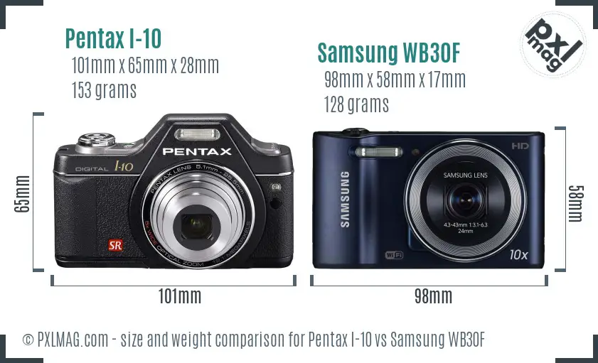 Pentax I-10 vs Samsung WB30F size comparison