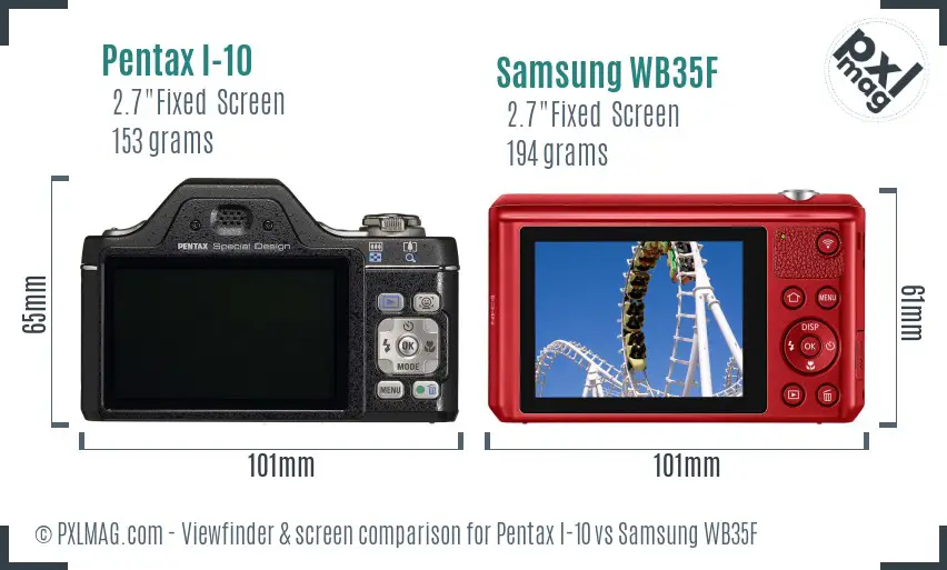 Pentax I-10 vs Samsung WB35F Screen and Viewfinder comparison