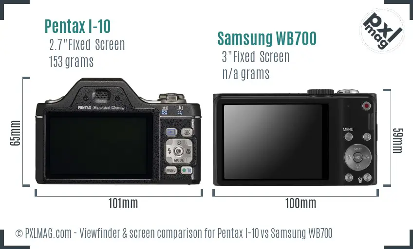 Pentax I-10 vs Samsung WB700 Screen and Viewfinder comparison