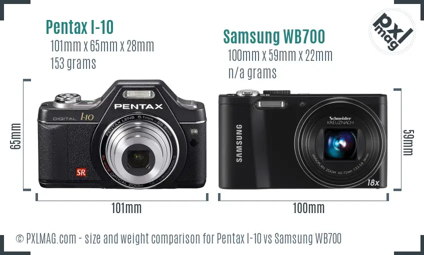 Pentax I-10 vs Samsung WB700 size comparison