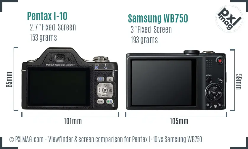 Pentax I-10 vs Samsung WB750 Screen and Viewfinder comparison