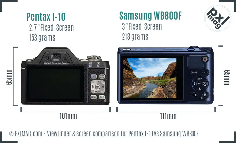 Pentax I-10 vs Samsung WB800F Screen and Viewfinder comparison Pentax I-10 vs Samsung WB800F Screen and Viewfinder comparison