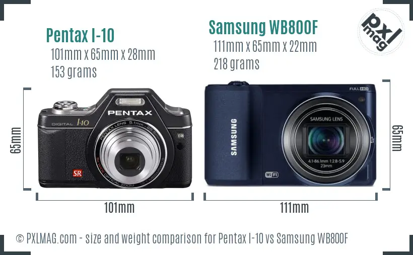 Pentax I-10 vs Samsung WB800F size comparison Pentax I-10 vs Samsung WB800F size comparison
