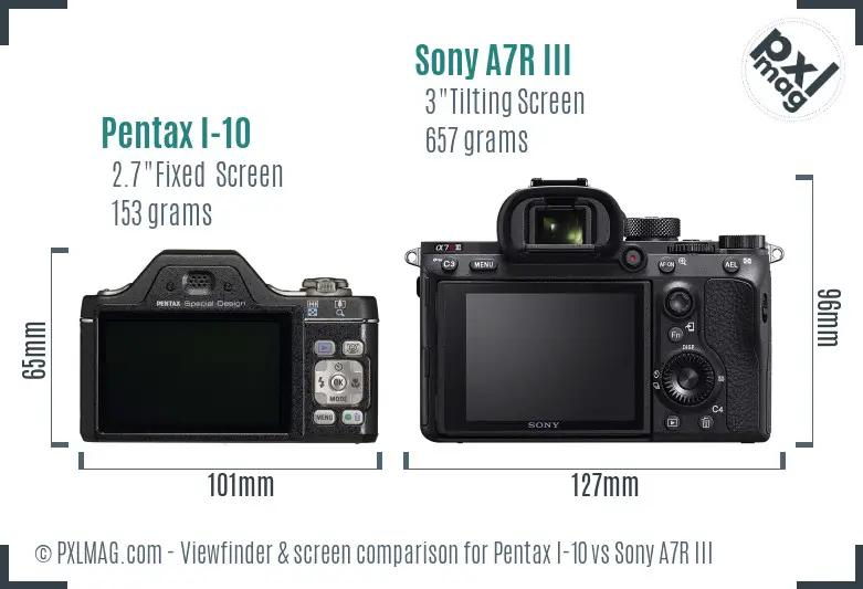 Pentax I-10 vs Sony A7R III Screen and Viewfinder comparison