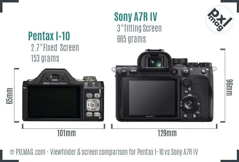 Pentax I-10 vs Sony A7R IV Screen and Viewfinder comparison Pentax I-10 vs Sony A7R IV Screen and Viewfinder comparison