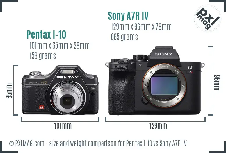 Pentax I-10 vs Sony A7R IV size comparison Pentax I-10 vs Sony A7R IV size comparison