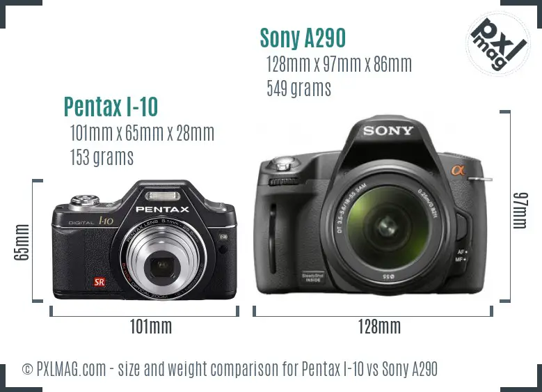Pentax I-10 vs Sony A290 size comparison Pentax I-10 vs Sony A290 size comparison