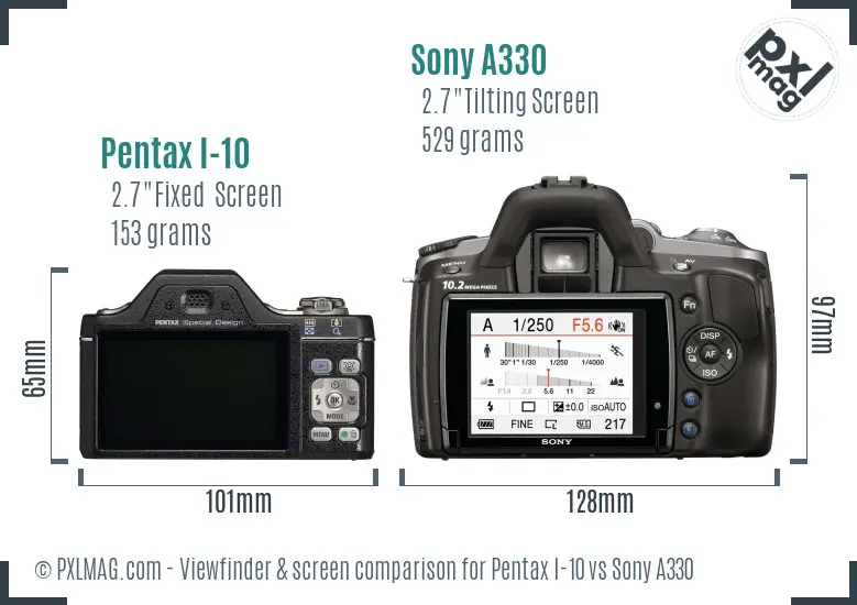 Pentax I-10 vs Sony A330 Screen and Viewfinder comparison