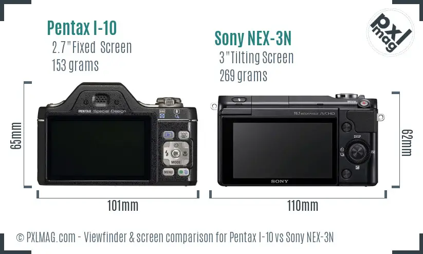 Pentax I-10 vs Sony NEX-3N Screen and Viewfinder comparison