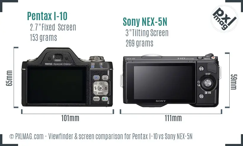 Pentax I-10 vs Sony NEX-5N Screen and Viewfinder comparison