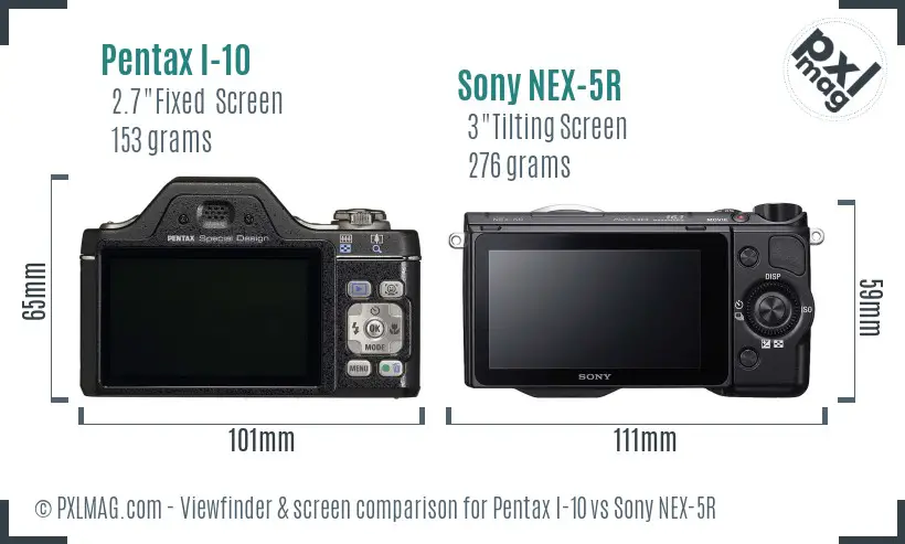 Pentax I-10 vs Sony NEX-5R Screen and Viewfinder comparison